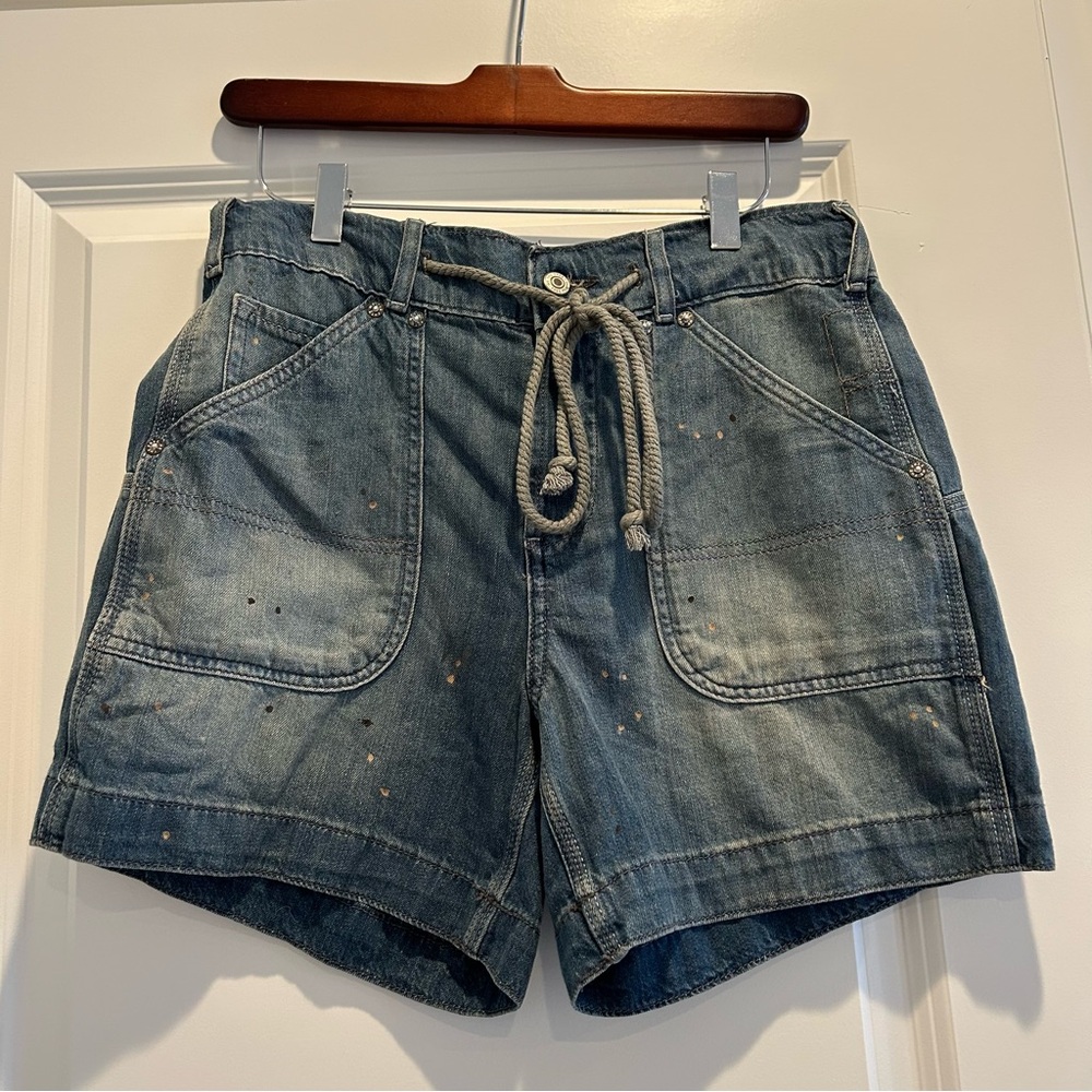Free People We The Free Second Chances Low Slung Pull On Denim Jean Shorts
